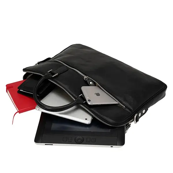 Túi Xách Đựng Laptop Medici Of Florence Calfskin 110 Black MED110BB184BF Màu Đen