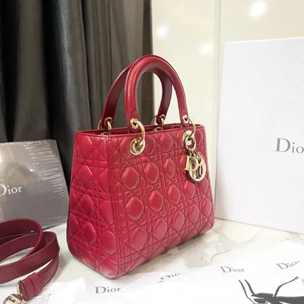 Túi Xách Nữ Christian Dior Medium Lady Dior Bag Màu Đỏ - Túi xách - Vua Hàng Hiệu