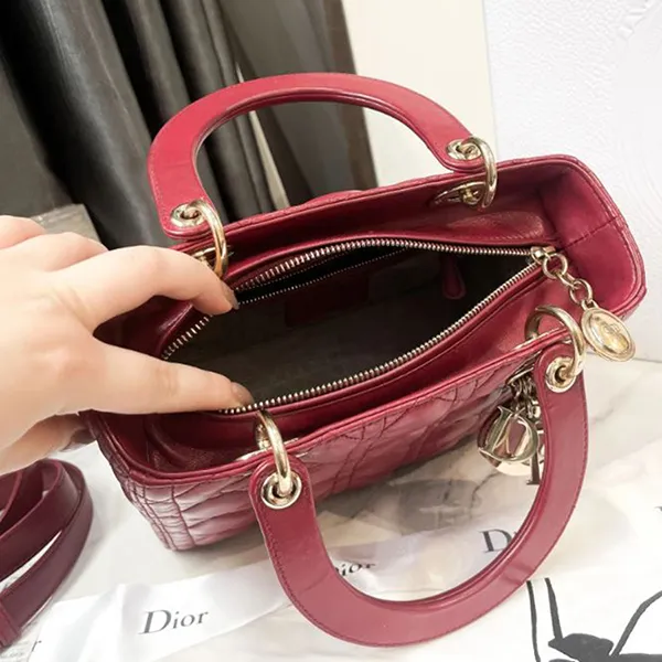 Túi Xách Nữ Christian Dior Medium Lady Dior Bag Màu Đỏ - Túi xách - Vua Hàng Hiệu