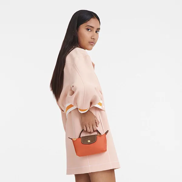 Túi Xách Nữ Longchamp Le Pliage Original Pouch With Handle Màu Cam