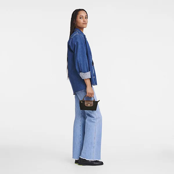 Túi Xách Nữ Longchamp Le Pliage Original Pouch With Handle Màu Đen - Túi xách - Vua Hàng Hiệu