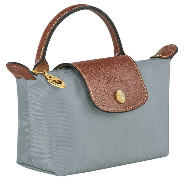 Túi Xách Nữ Longchamp Le Pliage Original Pouch With Handle Acier Màu Xanh Blue - Túi xách - Vua Hàng Hiệu