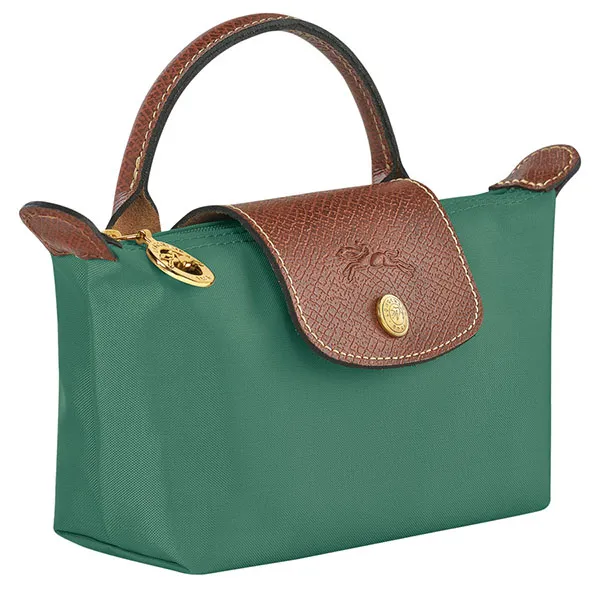 Túi Xách Nữ Longchamp Le Pliage Original Pouch With Handle Màu Xanh Green - Túi xách - Vua Hàng Hiệu