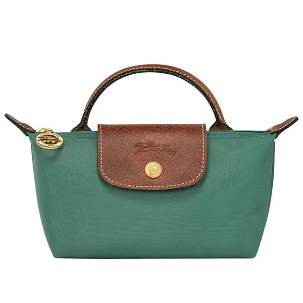 Túi Xách Nữ Longchamp Le Pliage Original Pouch With Handle Màu Xanh Green - Túi xách - Vua Hàng Hiệu