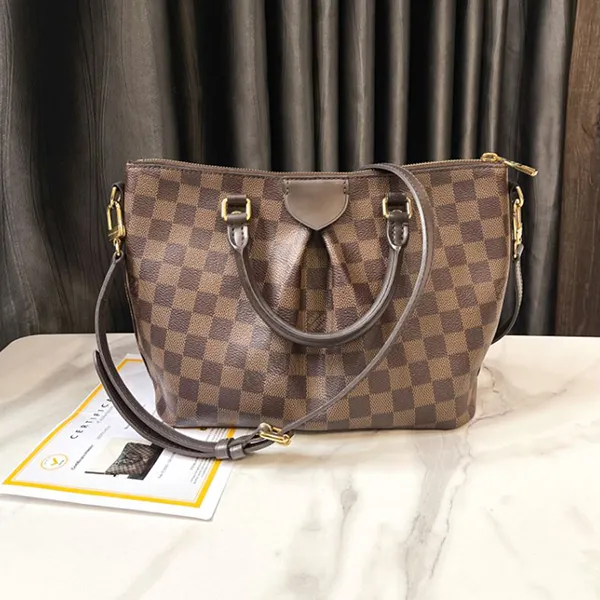 Túi Xách Nữ Louis Vuitton LV Damier Ebene Coated Canvas Siena PM Gold Hardware Màu Nâu Đen - Túi xách - Vua Hàng Hiệu