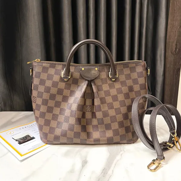 Túi Xách Nữ Louis Vuitton LV Damier Ebene Coated Canvas Siena PM Gold Hardware Màu Nâu Đen - Túi xách - Vua Hàng Hiệu