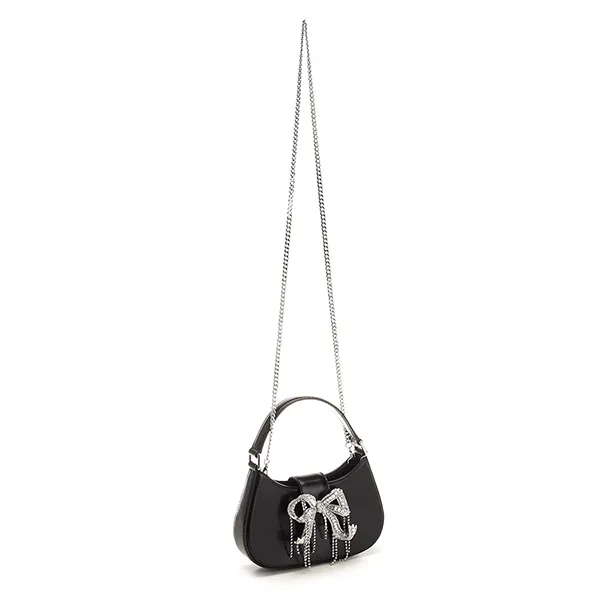 Túi Xách Nữ Self-Portrait Embellished Bow Hand Bag RS24320B Black Màu Đen - Túi xách - Vua Hàng Hiệu