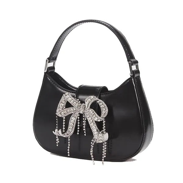 Túi Xách Nữ Self-Portrait Embellished Bow Hand Bag RS24320B Black Màu Đen - Túi xách - Vua Hàng Hiệu
