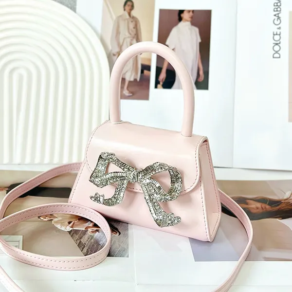 Túi Xách Nữ Self-Portrait Kids Micro Leather The Bow Top Handle Bag Màu Màu Hồng Phấn - Túi xách - Vua Hàng Hiệu