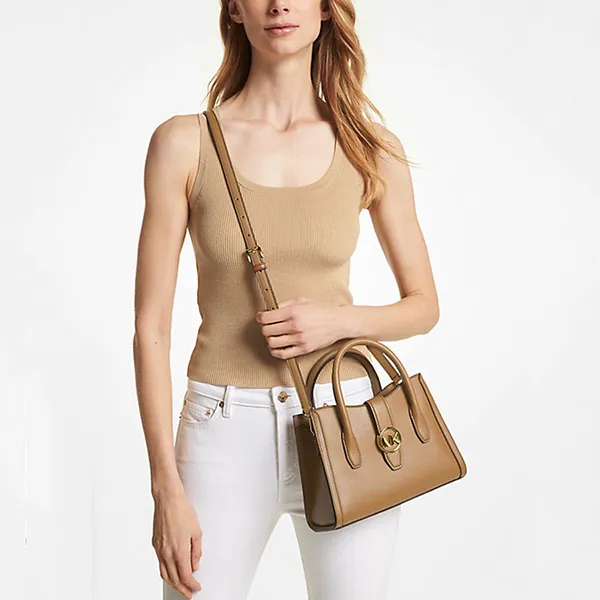 Túi Xách Tay Nữ Michael Kors MK Gabby Small Satchel 35S3G5GS5O Màu Nâu Camel - Túi xách - Vua Hàng Hiệu