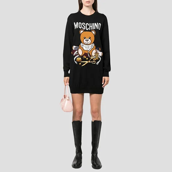 Váy Len Nữ Moschino Black With Teddy Bear Printed V048855051555 Màu Đen