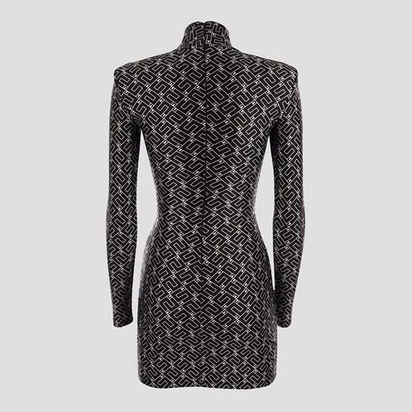 Váy Nữ Elisabetta Franchi Black With Logo Printed AB43736E2V400 Màu Đen