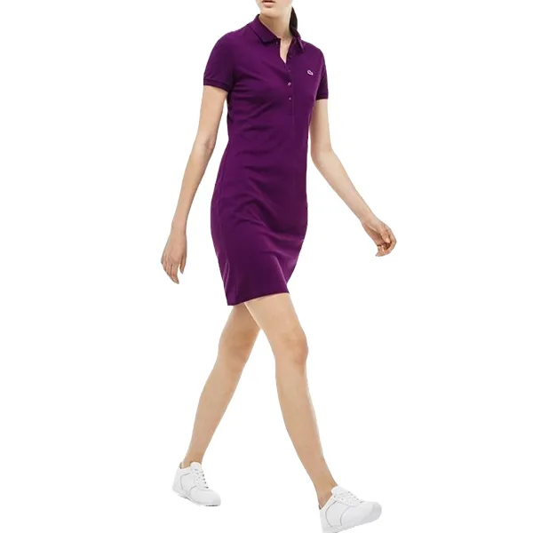 Váy Polo Lacoste Slim-Fit Stretch Piqué Polo Dres Màu Tím Size 36