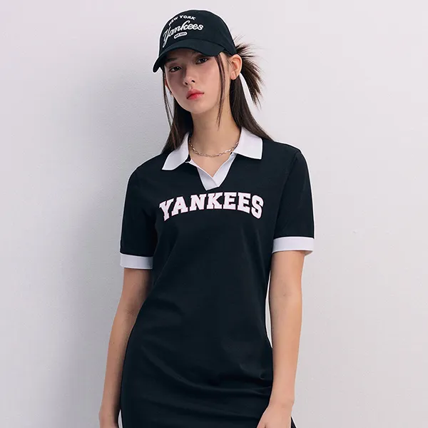 Váy Polo Nữ MLB Varsity Lettering Pique One-Piece New York Yankees 3FOPV0143-50BKS Màu Đen Size S