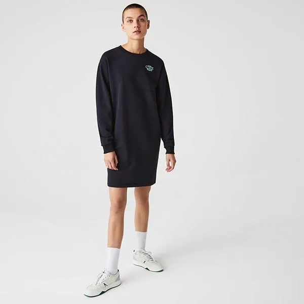 Váy Suông Nữ Lacoste Official Holiday Collector Sweatshirt Dress EF9109 204 Màu Đen Size 34
