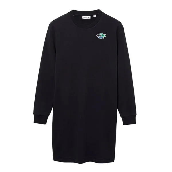 Váy Suông Nữ Lacoste Official Holiday Collector Sweatshirt Dress EF9109 204 Màu Đen Size 34