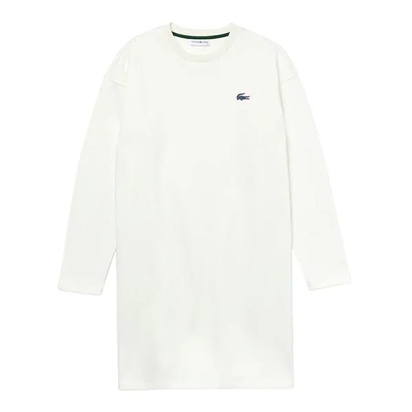 Váy Suông Nữ Lacoste Women's Sport Crew Neck Cotton Sweatshirt Dress EF2611-51 Màu Trắng Size 34
