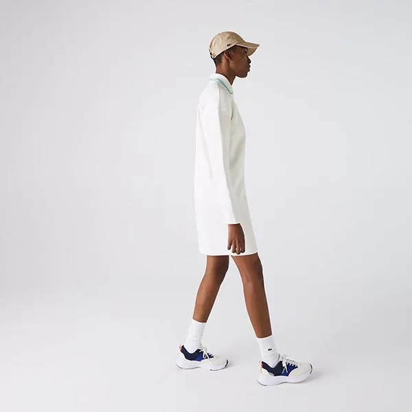 Váy Suông Nữ Lacoste Women's Sport Crew Neck Cotton Sweatshirt Dress EF2611-51 Màu Trắng Size 34