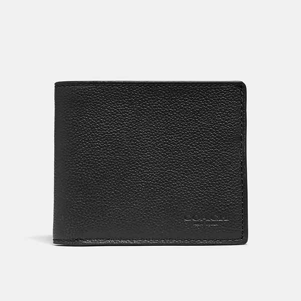 Ví Nam Coach Billfold Wallet In Calf Leather F67630 Màu Đen - 2