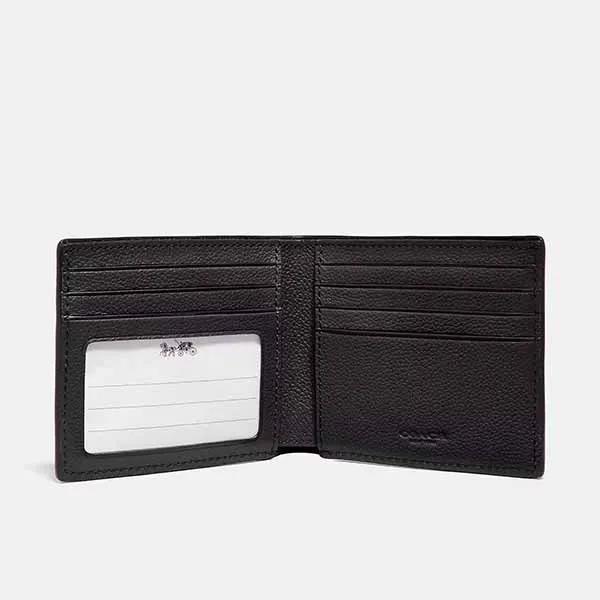 Ví Nam Coach Billfold Wallet In Calf Leather F67630 Màu Đen - 3