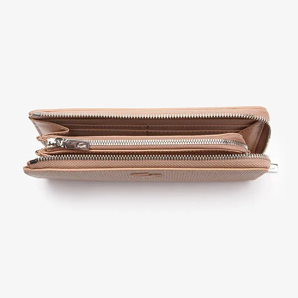 Ví Nữ Lacoste Women's Chantaco Zippered Matte Piqué Leather Wallet NF3580KL Màu Hồng