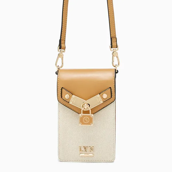 Ví Nữ Lyn Delyn Mobile Pocket Wallets On Chain LL23FWF008 Màu Nâu Trắng