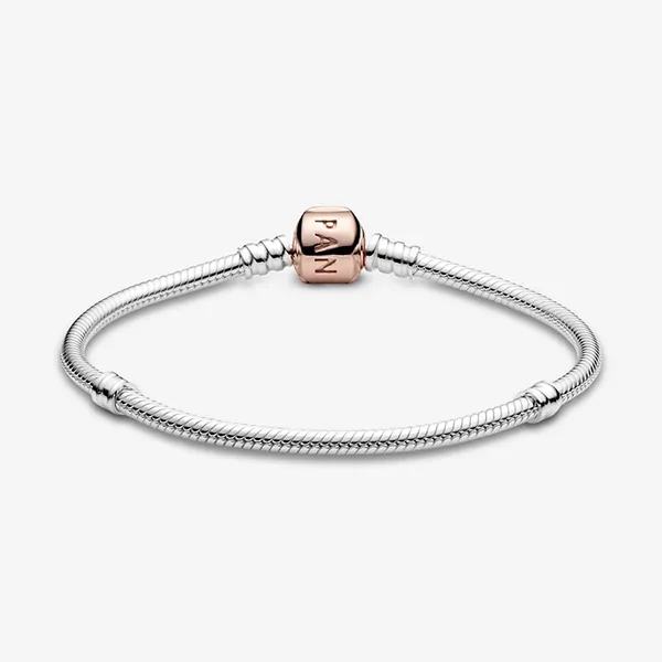 Vòng Đeo Tay Nữ Pandora 580702 Moments Khóa HV Màu Bạc/Vàng Hồng Size 16