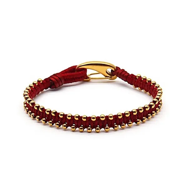 Vòng Đeo Tay Nữ Viya Jewelry VJ-BRV32RD Premium Red Lamb Leather Mixed Rose Gold Plated Chainsea Shell Bracelet Màu Đỏ Size 17.5cm