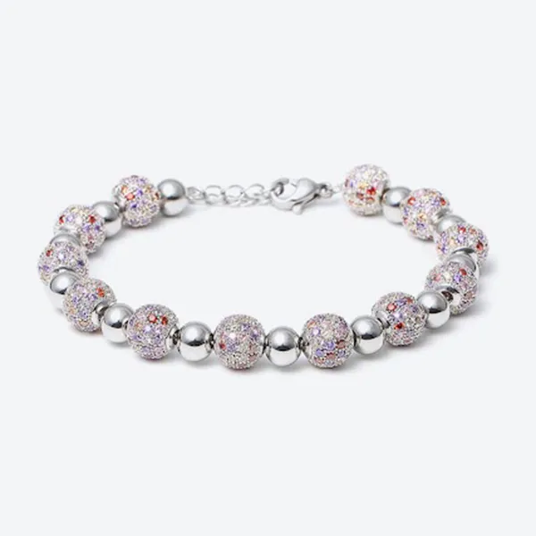 Vòng Đeo Tay Nữ Viya Jewelry VJBR-CR02 SL Premium Silver Macrame Metal Beads With Swaroski Charm Màu Bạc Size 17.5cm