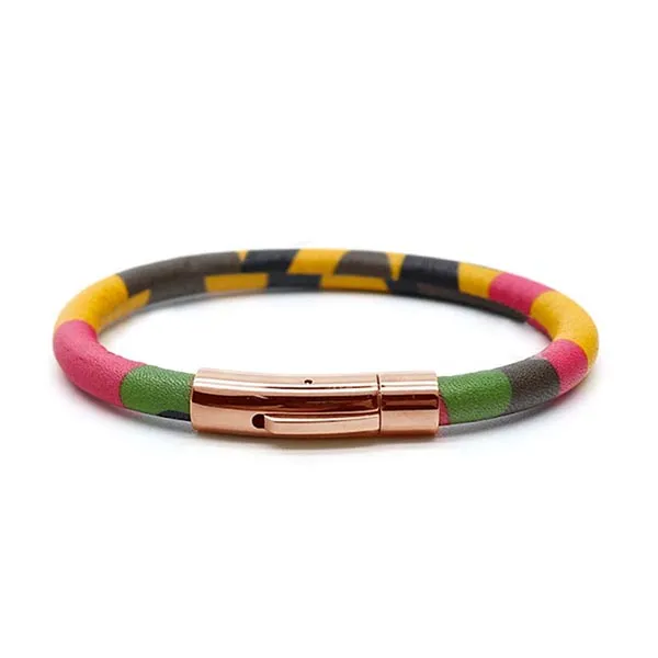 Vòng Đeo Tay Viya Jewelry VJCT-14S RD Leather Material Genuine Cow Leather With Camouflage Print, Stainless Steel Phối Màu Size 17.5cm - Trang sức - Vua Hàng Hiệu
