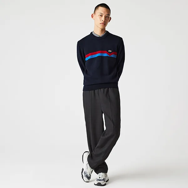 Áo Len Nam Lacoste Men’s Made In France Ethical Striped Wool Sweater AH6812-00 Màu Xanh Đen Size 2 - Thời trang - Vua Hàng Hiệu