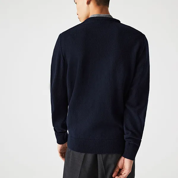 Áo Len Nam Lacoste Men’s Made In France Ethical Striped Wool Sweater AH6812-00 Màu Xanh Đen Size 2 - 4
