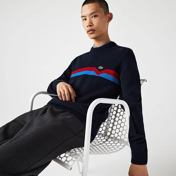 Áo Len Nam Lacoste Men’s Made In France Ethical Striped Wool Sweater AH6812-00 Màu Xanh Đen Size 2 - Thời trang - Vua Hàng Hiệu
