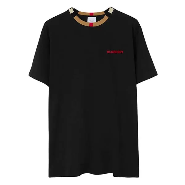 Áo Phông Burberry Icon Stripe Trim In Black 8078114 Tshirt Màu Đen Size XXS - Thời trang - Vua Hàng Hiệu