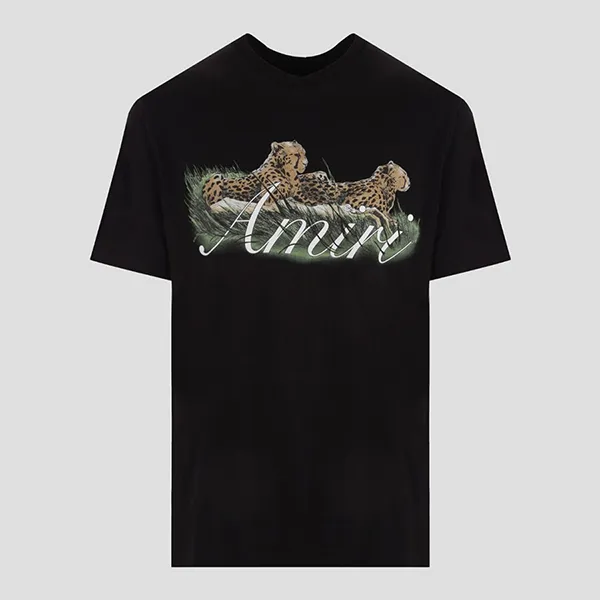 Áo Phông Nam Amiri Black Cheetah Logo Printed Tshirt PF23MJG001 001 Màu Đen - 2