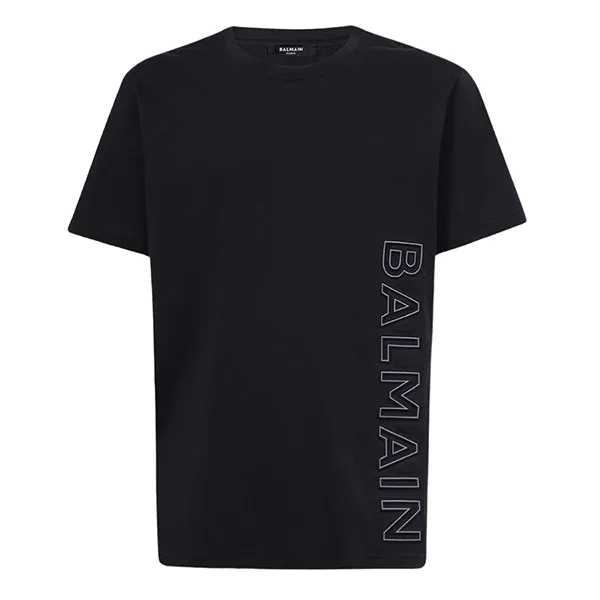 Áo Phông Nam Balmain Black With Logo Embroidered BH0EG010/BC22SIZ Tshirt Màu Đen Size S - Thời trang - Vua Hàng Hiệu
