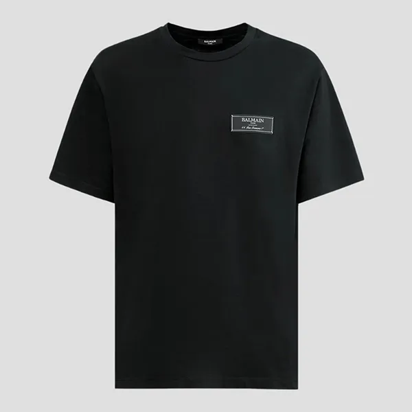 Áo Phông Nam Balmain Black With Logo Patch BH0EG000/JB540PA Tshirt Màu Đen Size M - Thời trang - Vua Hàng Hiệu