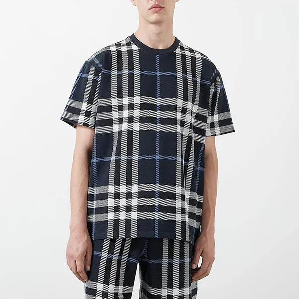 Áo Phông Nam Burberry Check Cotton T-Shirt 80706681 Màu Xanh Navy Size M - Thời trang - Vua Hàng Hiệu