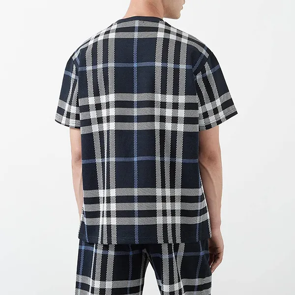 Áo Phông Nam Burberry Check Cotton T-Shirt 80706681 Màu Xanh Navy Size M - Thời trang - Vua Hàng Hiệu
