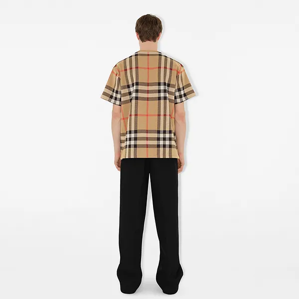 Áo Phông Nam Burberry Check Cotton T-Shirt 80726651 Màu Beige Size M