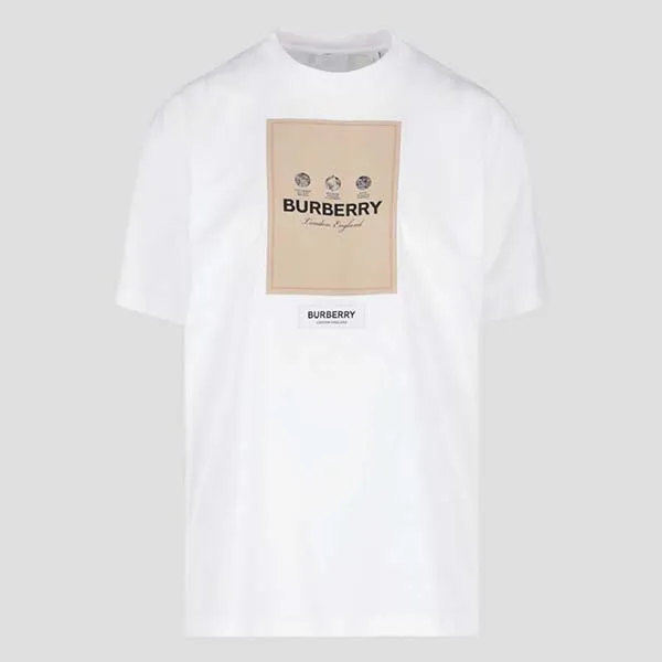Áo Phông Nam Burberry White With Logo Embroidered 8057529 Tshirt Màu Trắng