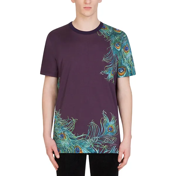 Áo Phông Nam Dolce & Gabbana D&G Cotton Tshirt With Peacock Print G8MH3T Phối Màu Size 44 - 3