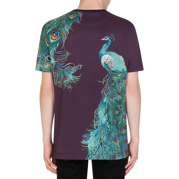 Áo Phông Nam Dolce & Gabbana D&G Cotton Tshirt With Peacock Print G8MH3T Phối Màu Size 44 - 4