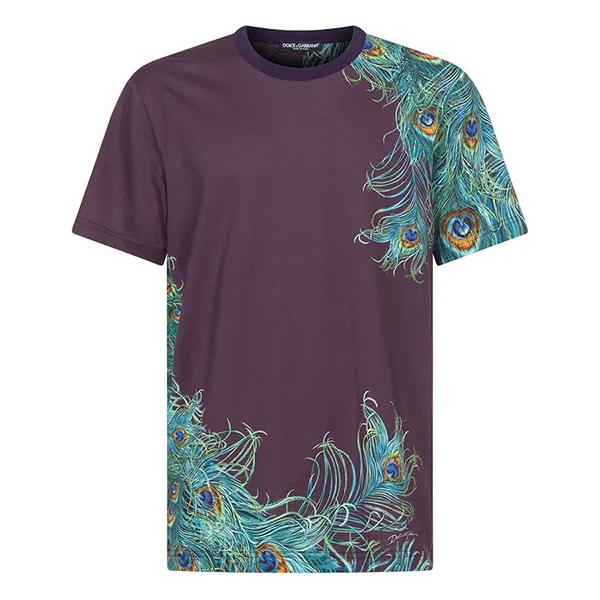 Áo Phông Nam Dolce & Gabbana D&G Cotton Tshirt With Peacock Print G8MH3T Phối Màu Size 44 - 1