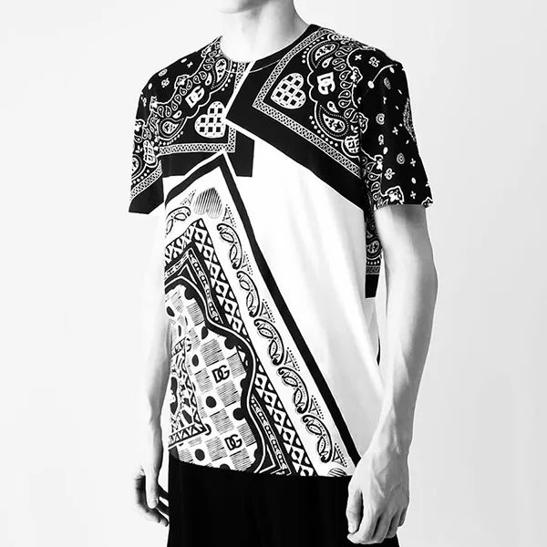 Áo Phông Nam Dolce & Gabbana D&G G8KBAT Tshirt Màu Đen Trắng Size 46 - Thời trang - Vua Hàng Hiệu