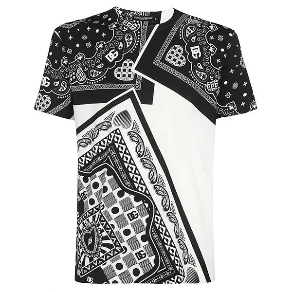 Áo Phông Nam Dolce & Gabbana D&G G8KBAT Tshirt Màu Đen Trắng Size 46 - 1