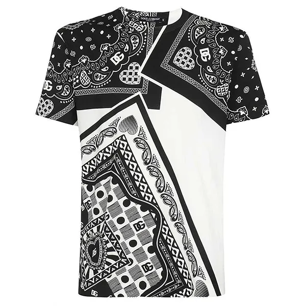 Áo Phông Nam Dolce & Gabbana D&G G8KBAT Tshirt Màu Đen Trắng Size 46 - Thời trang - Vua Hàng Hiệu