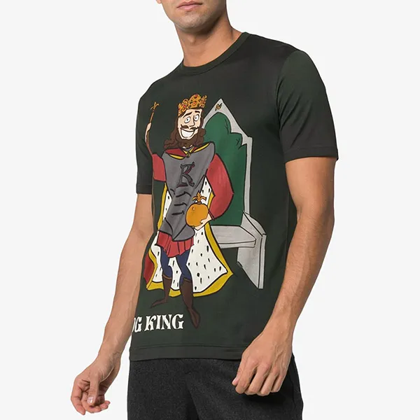 Áo Phông Nam Dolce & Gabbana D&G King G8HL0T Tshirt Màu Xanh Đậm Size 46 - 3