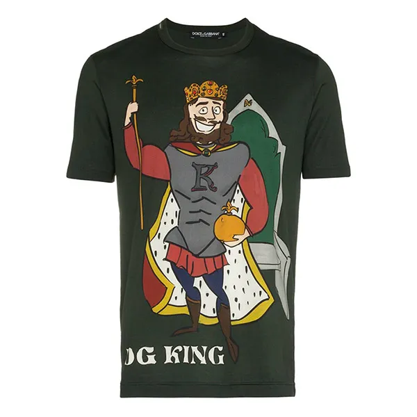 Áo Phông Nam Dolce & Gabbana D&G King G8HL0T Tshirt Màu Xanh Đậm Size 46 - 1