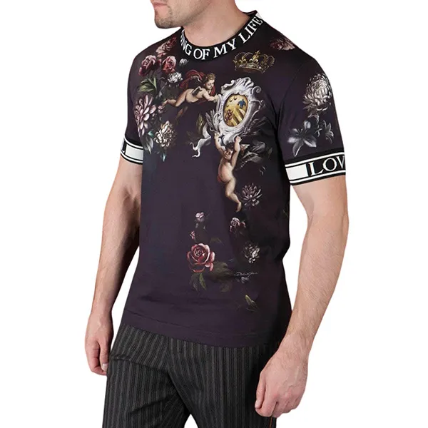 Áo Phông Nam Dolce & Gabbana D&G King Of My Life G8JB3T Tshirt Phối Màu Size 46 - 3